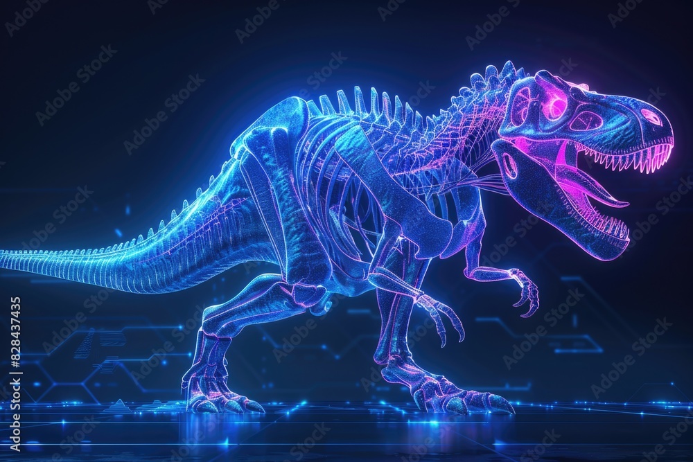Poster a computer generated image of a t-rex dinosaur. suitable for educational materials