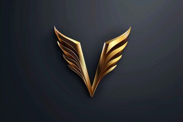 Simple and elegant golden V logo on a black background, perfect for branding and corporate identity