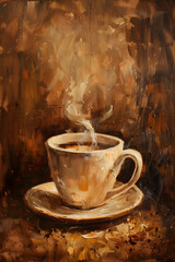 Rustic cup of coffee painting
