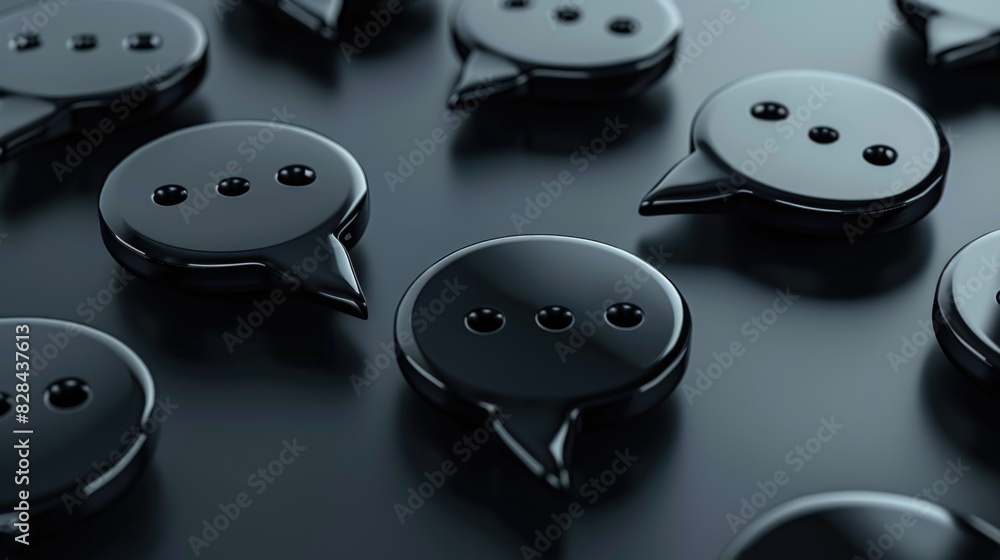 Poster black buttons arranged neatly on a table, suitable for fashion or crafting projects