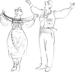 Albanian folk couple dance from Tirana with folk dress