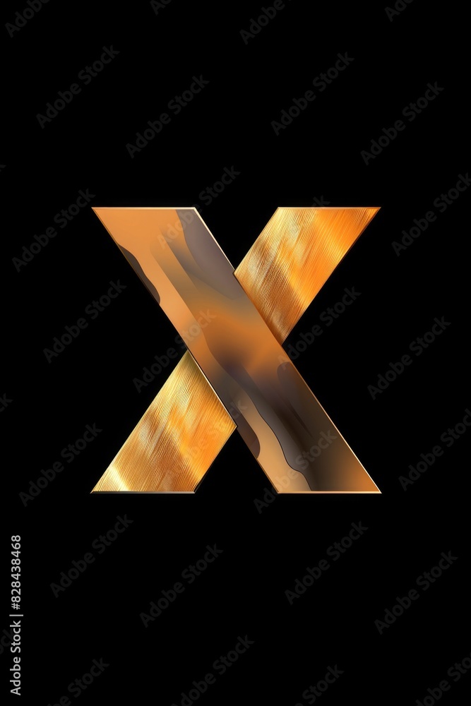 Poster Close up view of the letter X on a dark black background. Suitable for design and typography projects