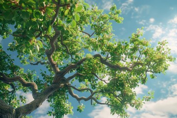 Fototapeta premium A large tree with abundant green leaves, perfect for nature themes