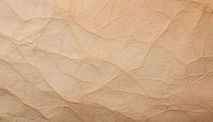 Paper texture with an uneven, crinkled surface, warm light brown color, flecks, and speckles, ideal for art and design backgrounds.