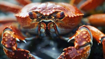 Detailed view of a crab's head and claws, perfect for nature illustrations