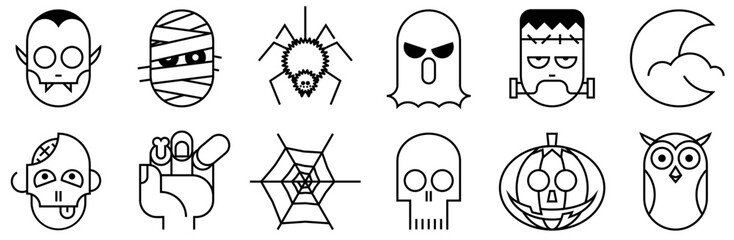 Mega Set Of Vector Halloweeen Icons Web Header Banner Design Containing Night,Undead,Halloween,Monster,Nightmare Infographic Simple Vector Illustration Logo