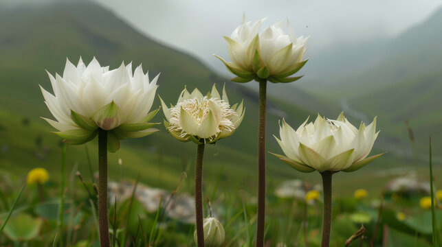 Saussurea obvallata is a species of flowering plant in the Asteraceae. It is native to the Himalayas found at an altitude of around 4500 m. Local names of this flower are snow lotus Brahma Kamal 