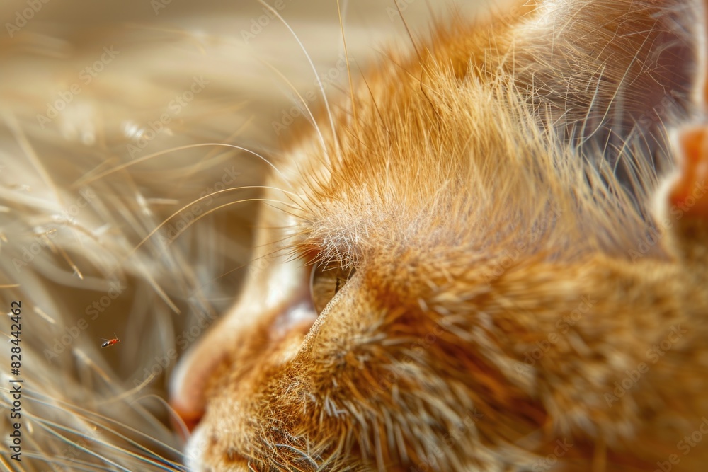 Poster close up of a cat's face with a blurry background. suitable for pet-related designs