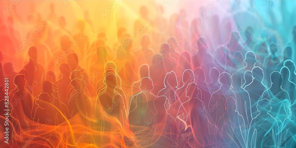 Poster abstract crowd symbolizes diversity and inclusion promoting equal opportunities within communities. 