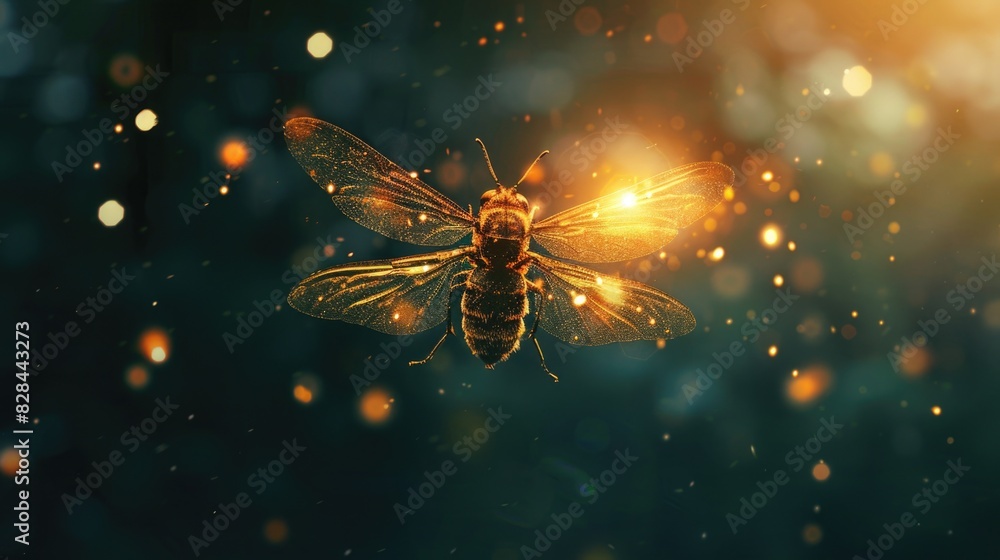 Poster Detailed close up of a bee with a blurred background. Ideal for nature and wildlife concepts