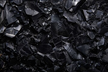 Arafed black glass is piled up in a pile