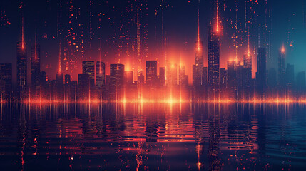 Obraz premium Digital generated image of cityscape data.