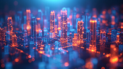 Fototapeta premium Digital generated image of cityscape data.