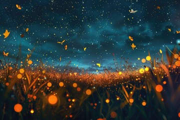 A beautiful field filled with yellow butterflies. Ideal for nature-themed projects - Powered by Adobe