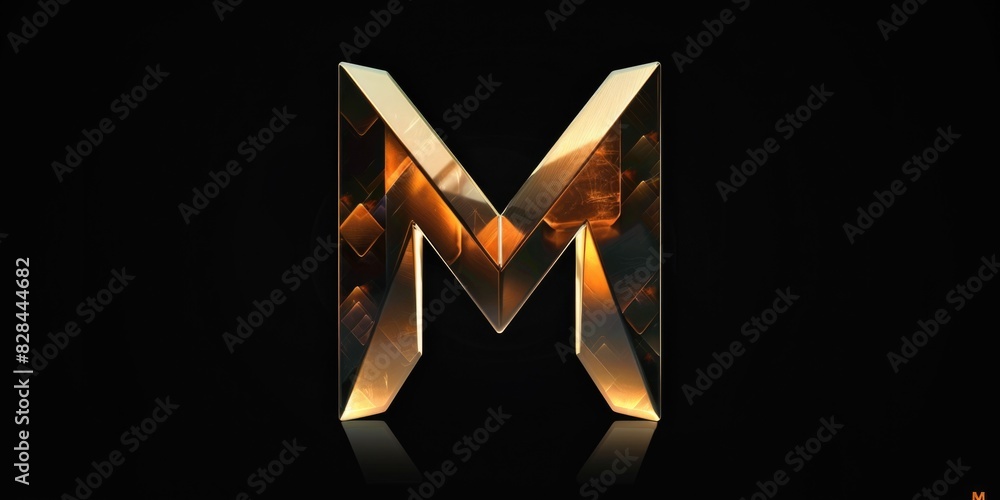 Poster letter m illuminated in the dark, suitable for various design projects