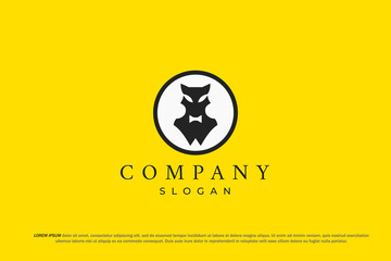 logo cat waiter silhouette circle