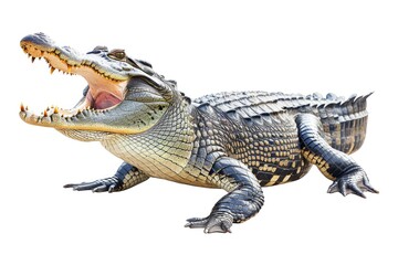 An alligator with its mouth wide open. Suitable for wildlife and nature themes