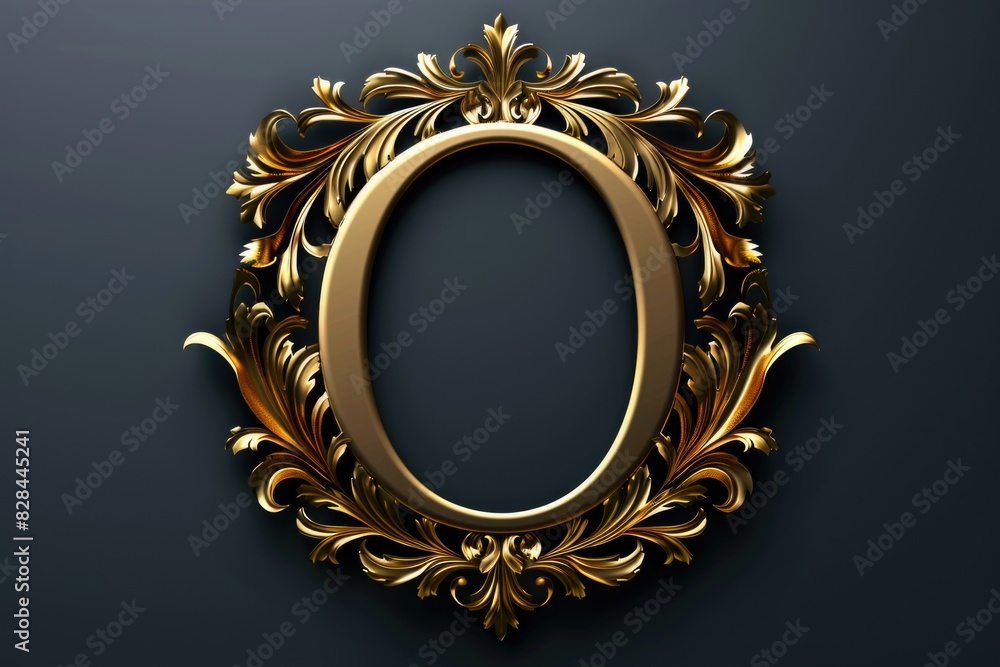 Poster a golden oval frame on a dark background, suitable for various design projects