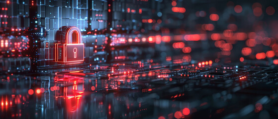 Obraz premium Secure Data Protection: Digital Lock on Network Interface