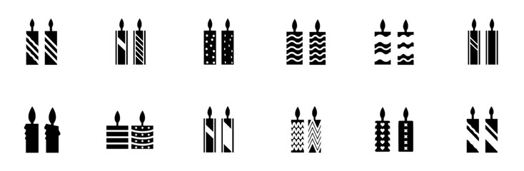 Set Of Candles Vector Symbols Apps, Websites Ui Designs Suitable For Light,Party,Celebration,Candles,Fire Business Infographic Elements Logo Vector Illustration