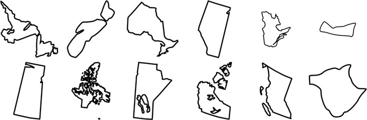 Set Of Canada States Maps Icons Silhouette Vector Logo Design Containing Manitoba,Canadian,State,Map,Nunavut-Map Vector Icons Illustration Collection