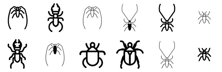 Set Of Linear Bugs Isolated Silhouette Solid Icons With Bug,Insect,Dorbug,Beetle,Maybug Business Infographic Elements Logo Vector Illustration