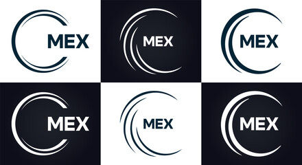 MEX logo. M E X design. White MEX letter. MEX, M E X letter logo design. M E X letter logo design in FIVE, FOUR, THREE, style. letter logo set in one artboard. M E X letter logo vector design.
