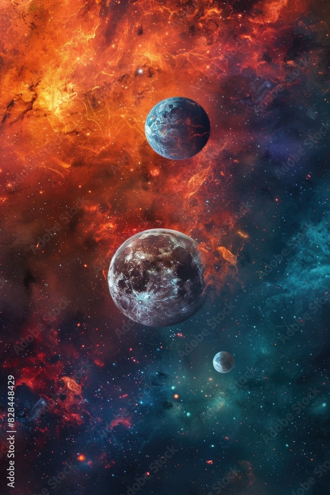 Aufkleber group of planets floating in space. ideal for science fiction designs