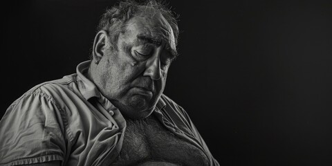 Fototapeta premium A man wearing a shirt in black and white tones. Suitable for fashion or casual wear concepts