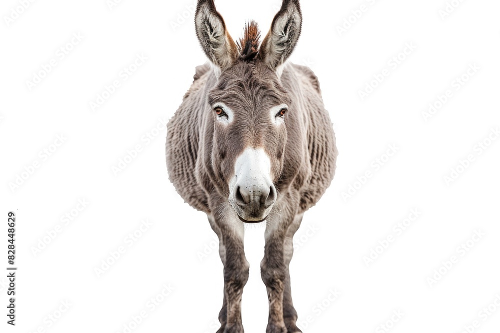 Poster a donkey standing in front of a white background. suitable for various design projects