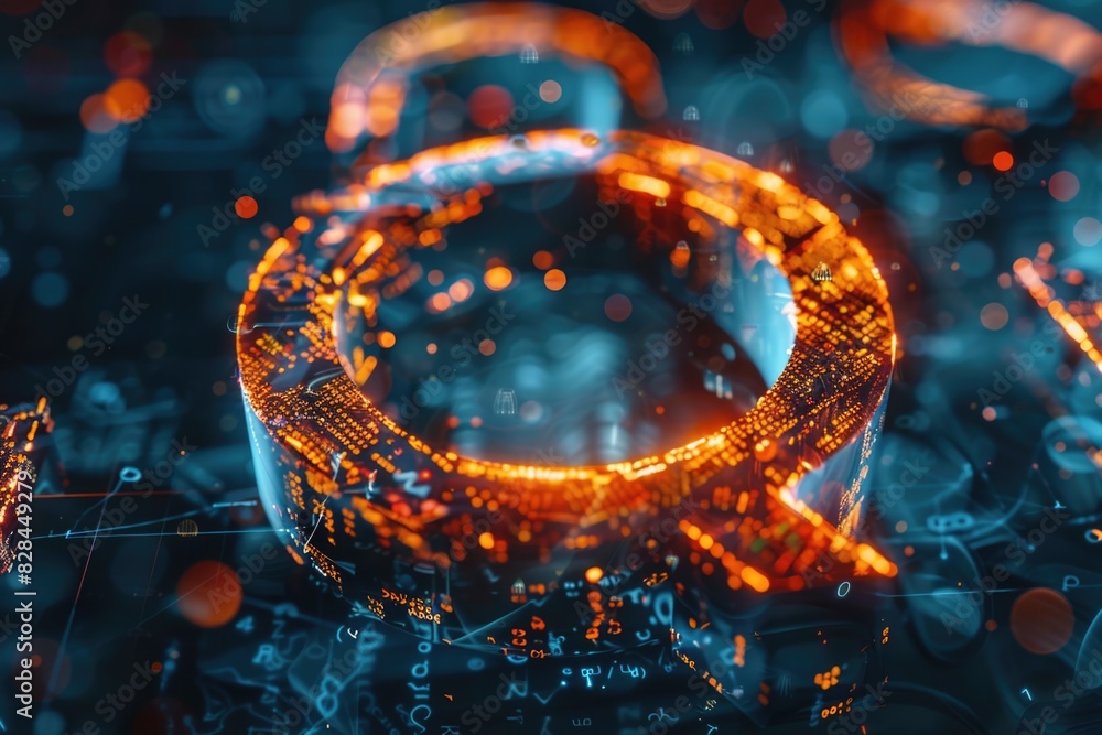 Poster close-up of a ring on a circuit board. suitable for technology concept designs