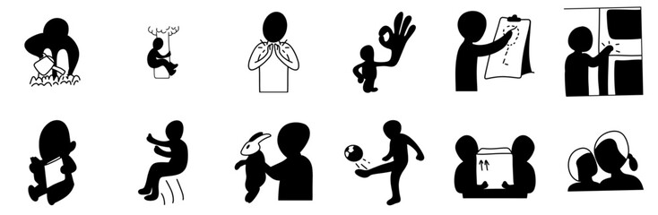 Set Of Linear Action Verb Glyph Icons Collection Isolated Silhouette Solid Icons Including Tune,Accord,Agree,Confirm,Suit Set Vector Flat Line Icons