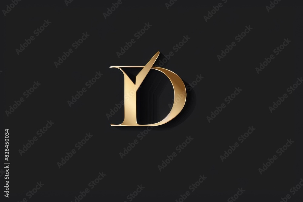 Poster a shiny golden letter d against a dark black backdrop. suitable for graphic design projects or typog