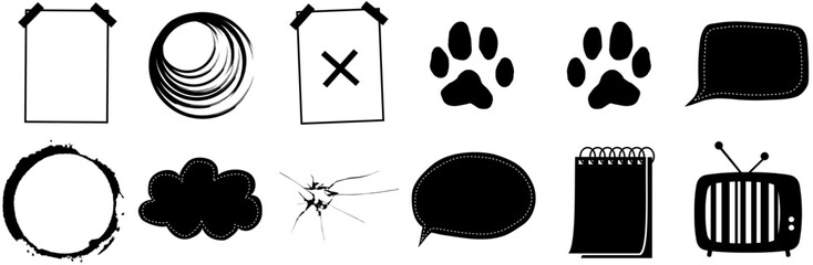 Set Of S Icons Silhouette Vector Logo Design Containing Message,404,Talk,Error,Note Vector Icons Illustration Collection