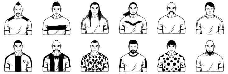 Set Of A Guy With A T Shirt Icons Silhouette Vector Logo Design Containing Male,Man,Guy,T-Shirt,Handsome Solid Icon Collection. Vector Illustration