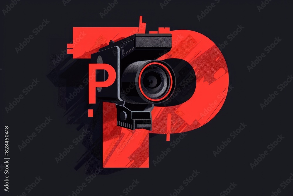 Poster close-up of a camera with the letter 