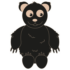 Cute Cordel style Bear isolated white background. Funny Hand Drawn Bear Woodcut Brazilian stylish. Funny children vector can used t-shirt print template. Editable stroke. EPS 10
