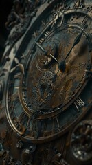 Obraz premium Time is going backwards, and the hands of the clock are turning counterclockwise, parallax photography, Nuclear, high detail, cinematic, 4k, 