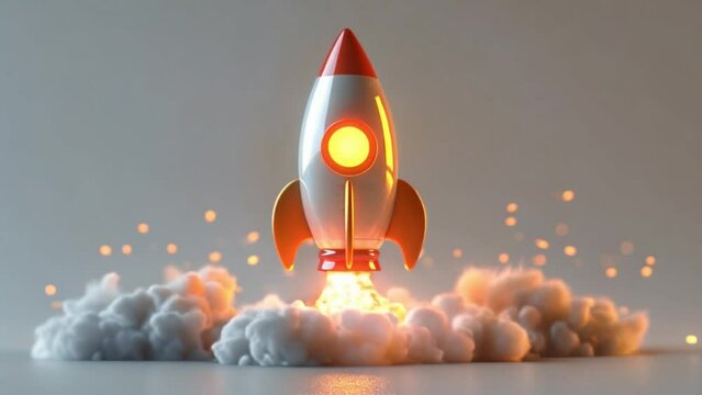 3d rocket emoji taking off and launching with flames Generative AI 
