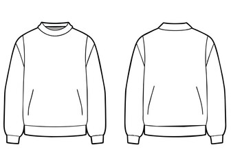 Sketch of black and white sweatshirt with long sleeves, collar, and pattern