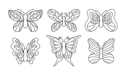 Butterfly Set Isolated on Transparent Background. Vector Illustration.