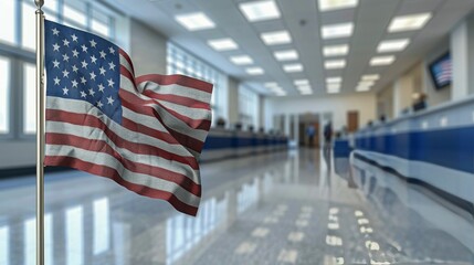 American Flag Flying at Airport