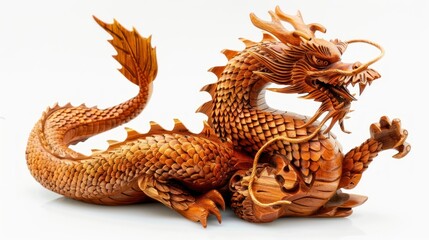 dragon wood carving The most spectacular and meticulous creations Isolated on white background