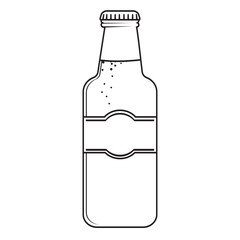 Beer bottle, black outline doodle style