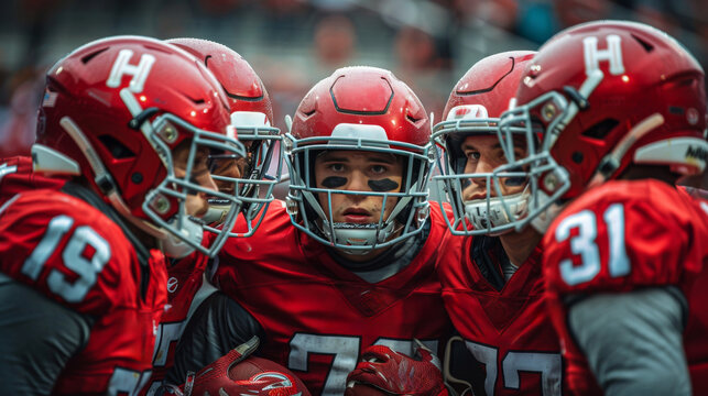 Group of Football Players Standing Together