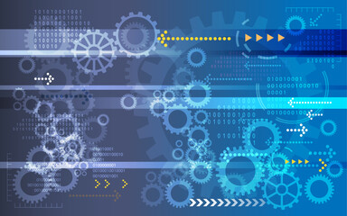 Dynamic Gear Background with Binary Number Code - Stock Illustration