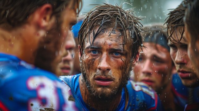 Group of Football Players Standing Together