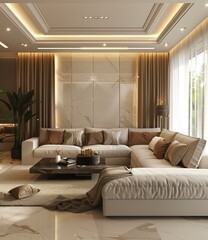 Luxurious and Modern Beige Living Room Decor