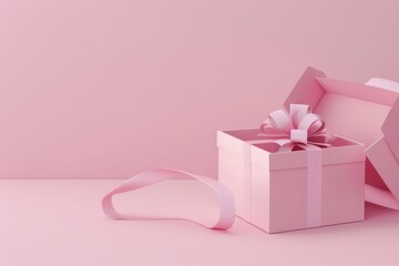 Mock up of open gift box on pink background. 3D rendering. 