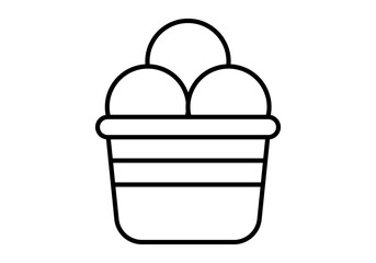 Icono negro de tarrina con bolas de helado.